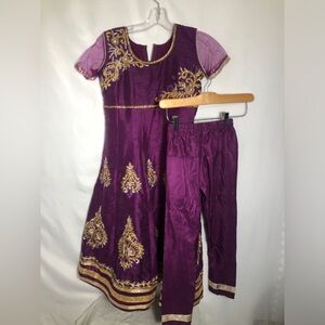 - Girls Purple & Gold East Indian Outfit.